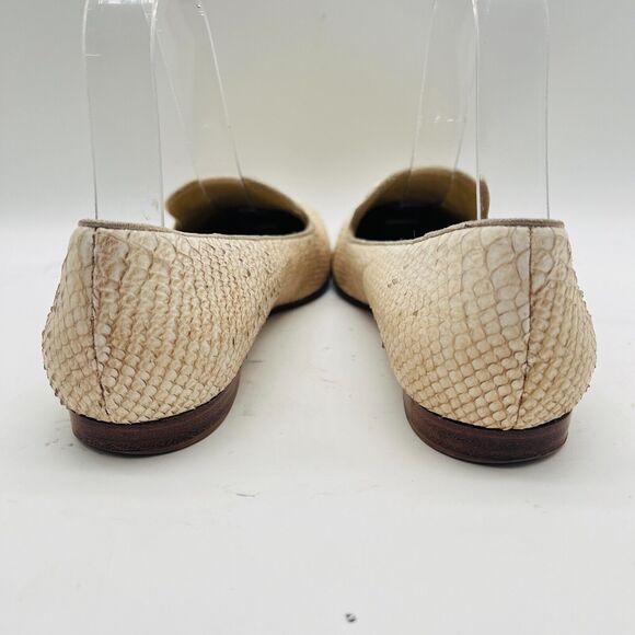 M Gemi Loafers Womens 7 Off White Snake Print Smoking Venetian Flats Italy Shoes - Picture 7 of 11
